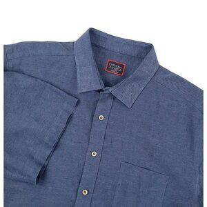 UNTUCKit Shirt Men's XL Tall Slim Linen Blue/Purple Short Sleeve Button Up NWOT